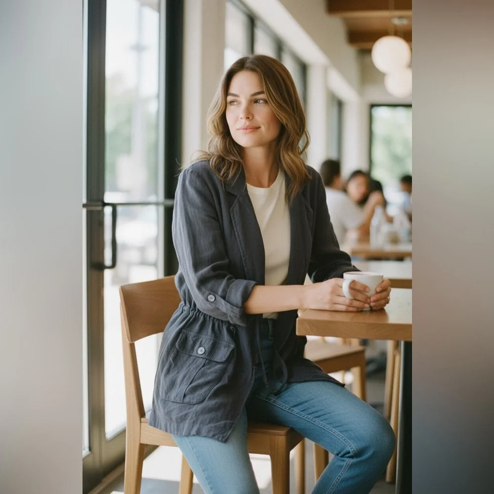 Free People Navy Utility Jacket - Picture 2 of 9